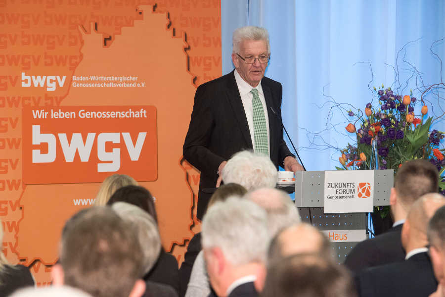 Ministerpräsident Winfried Kretschmann auf dem Zukunftsforum Stuttgart