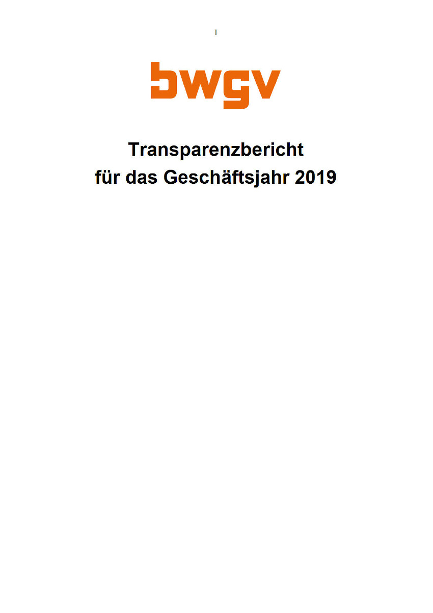 Cover Transparenzbericht des BWGV 2019