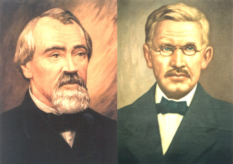 Die Bewerbung als immaterielles Kulturerbe haben die Deutsche Hermann-Schulze-Delitzsch-Gesellschaft (links Hermann Schulze- Delitzsch) und die Deutsche Friedrich-Wilhelm-Raiffeisen-Gesellschaft (rechts Friedrich Wilhelm Raiffeisen) gemeinsam über die Bundesländer Sachsen und Rheinland-Pfalz eingereicht.