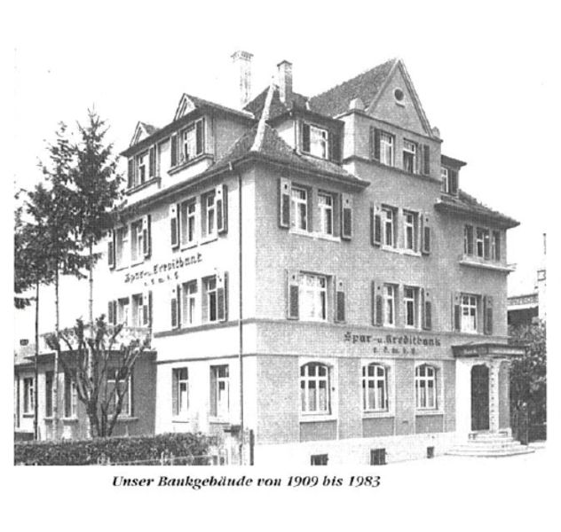 Das Gebäude der Bank in Öhringen um 1909.