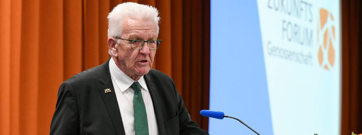 Ministerpräsident Winfried Kretschmann beim Zukunftsforum Genossenschaft 2025